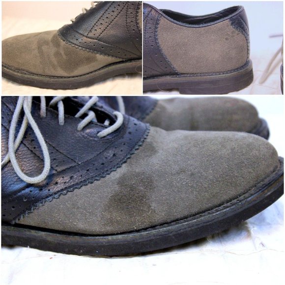 Walk Over Suede Shoes Saddle Grey Black Mens 8.5 Dress Dance Costume Uniform - Picture 5 of 12